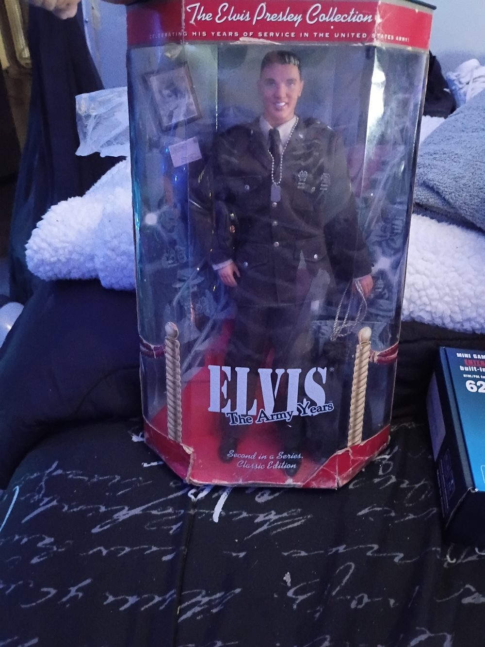 Esley Collection Elvis Army Uniform Doll - Dark Green & Red Display